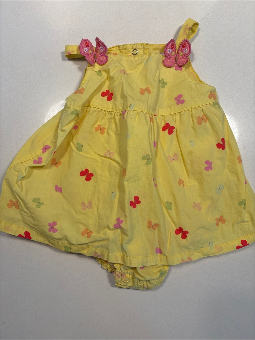 Yellow Butterfly Print Baby Dress